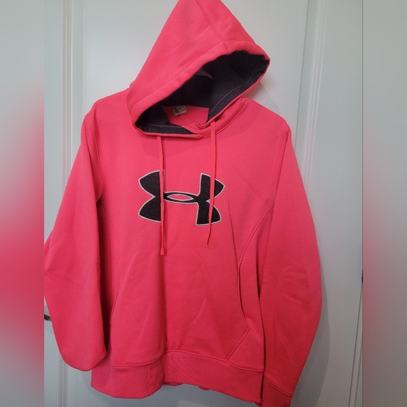 Under Armour Tops - Womens used Under Armour Hoodie Sweatshirt size Large breast cancer addition